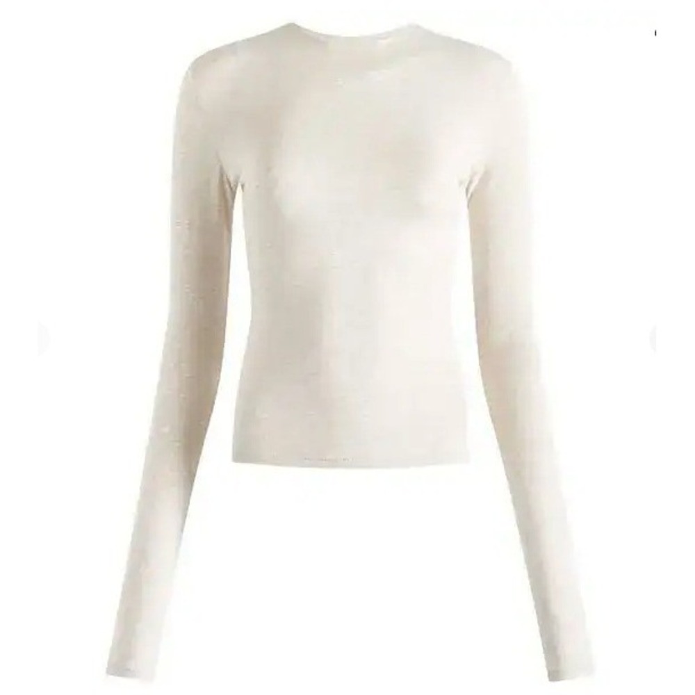 Skims Cotton Jersey Long Sleeve T-Shirt Oatmeal Heather AP-TSH-0647 XXS